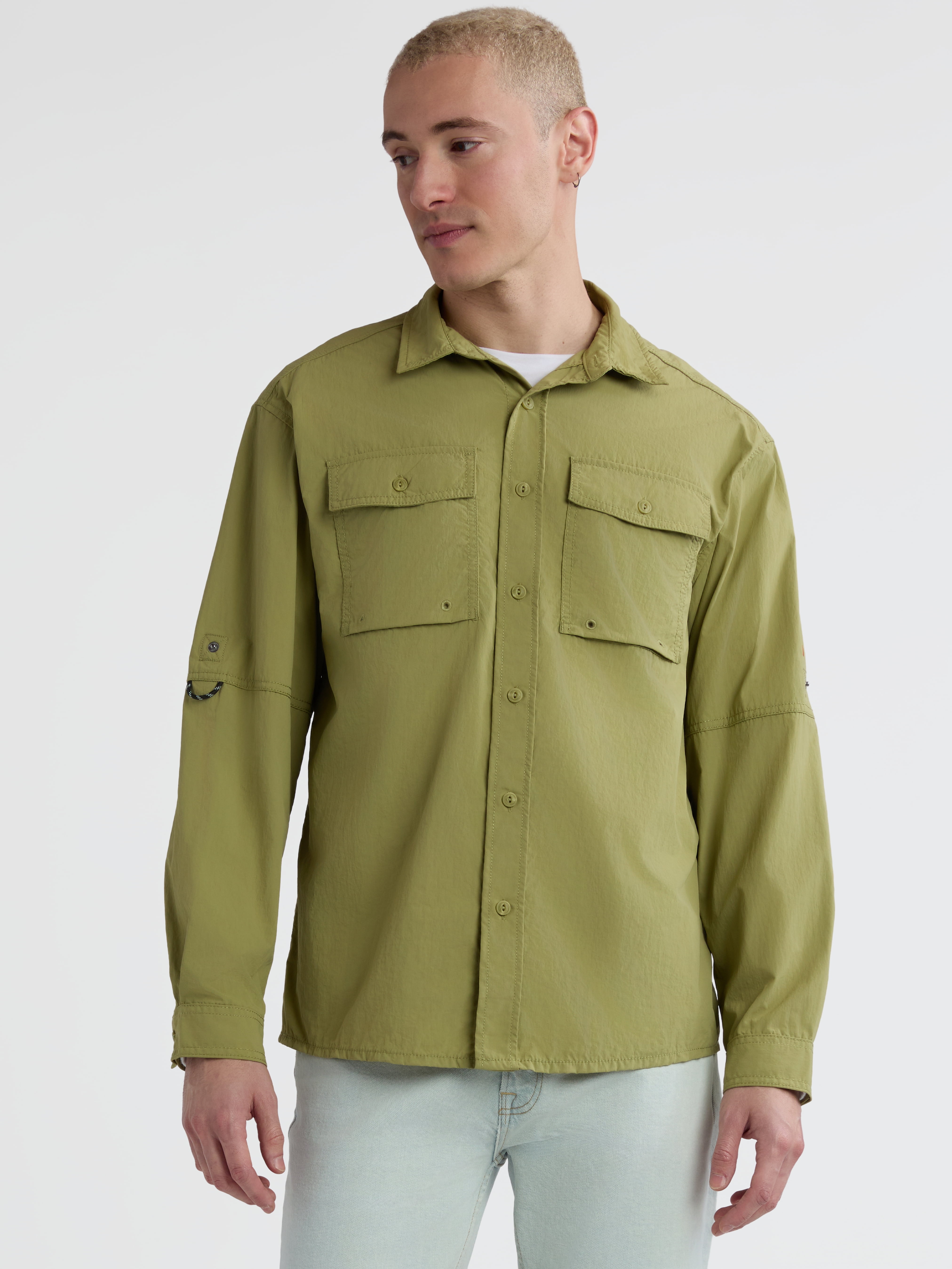 Ozark Trail Men's & Big Men's Upstream Shirt with Long Sleeves, UPF 50+, Sizes S-3XL