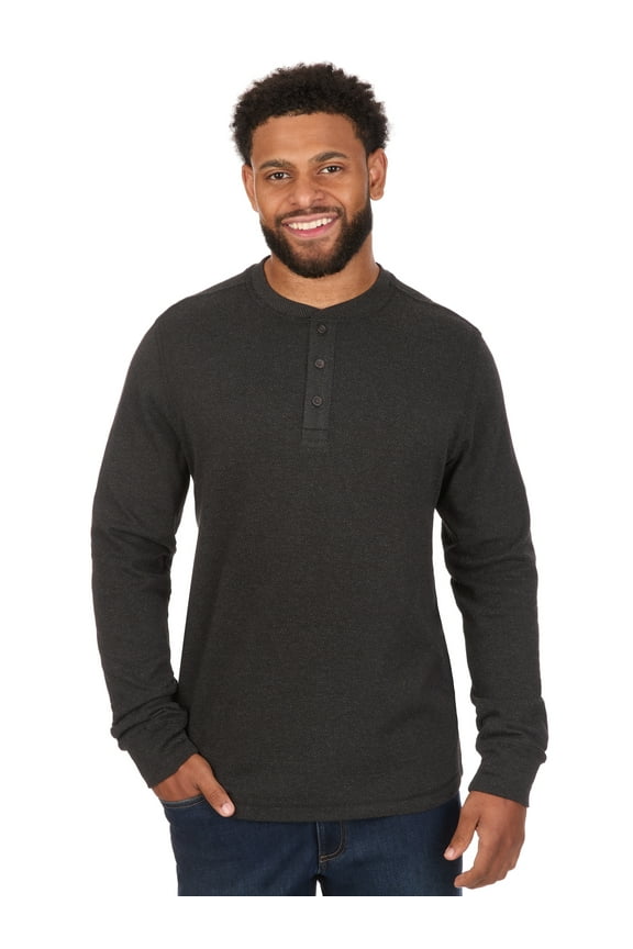 Men's Henley Shirt with Long Sleeves, Sizes S-2XL