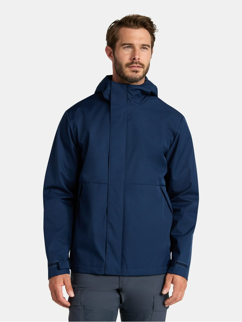 Ozark Trail Men's Rain Jacket with Hood, Sizes S-3XL