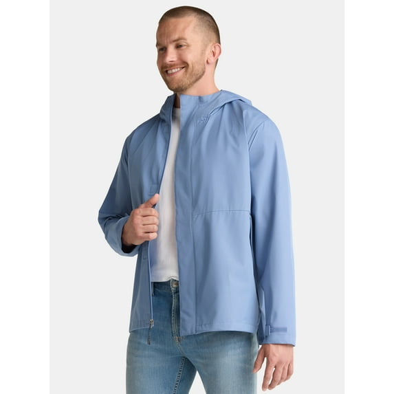 Ozark Trail Men's Rain Jacket with Hood, Sizes S-3XL