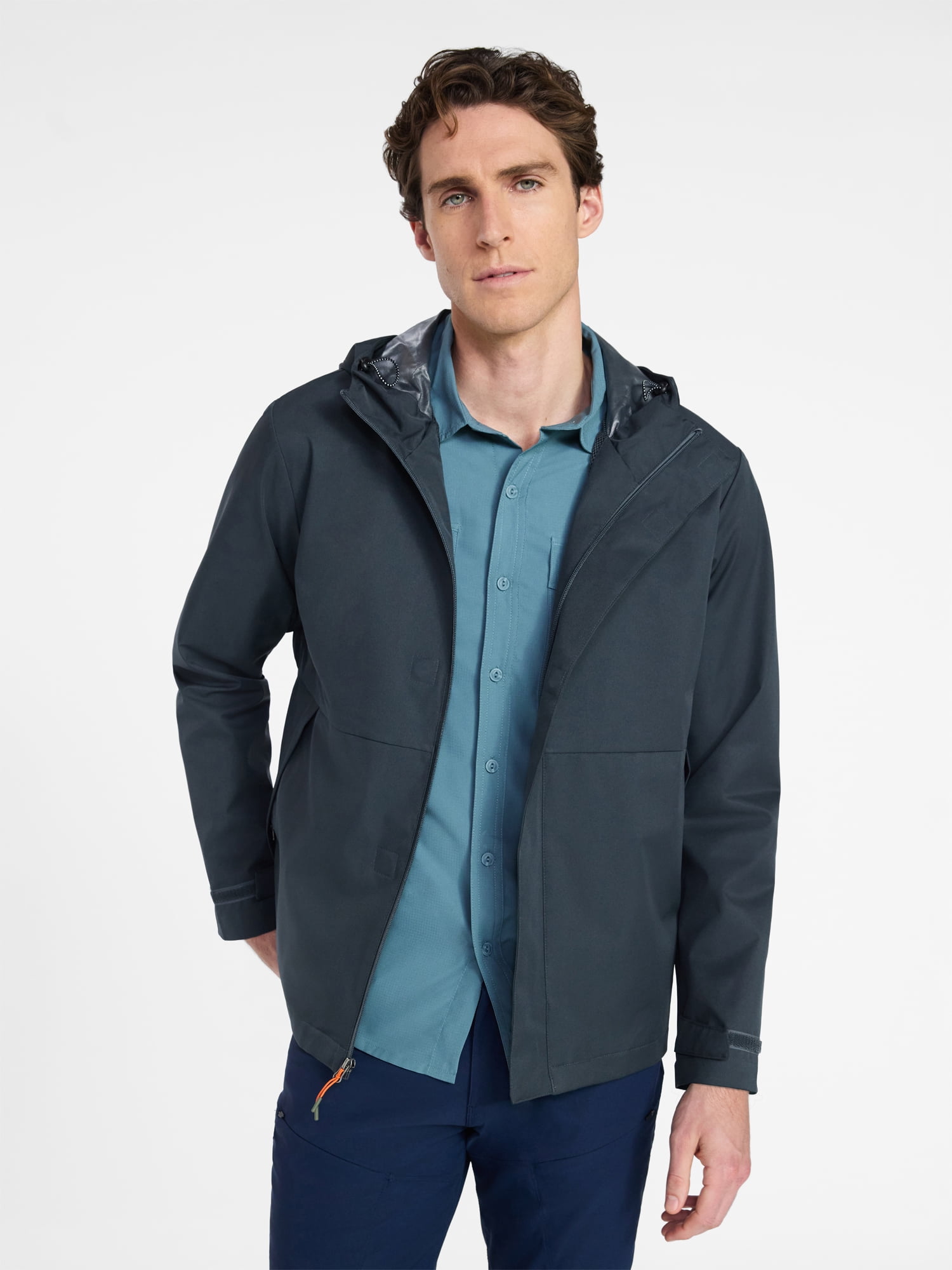 Ozark Trail Men's Rain Jacket with Hood, Sizes S-3XL