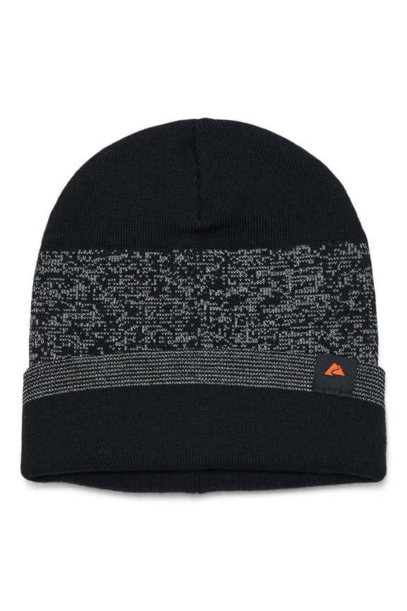 Men's Rugby Stripe Beanie, Black Soot