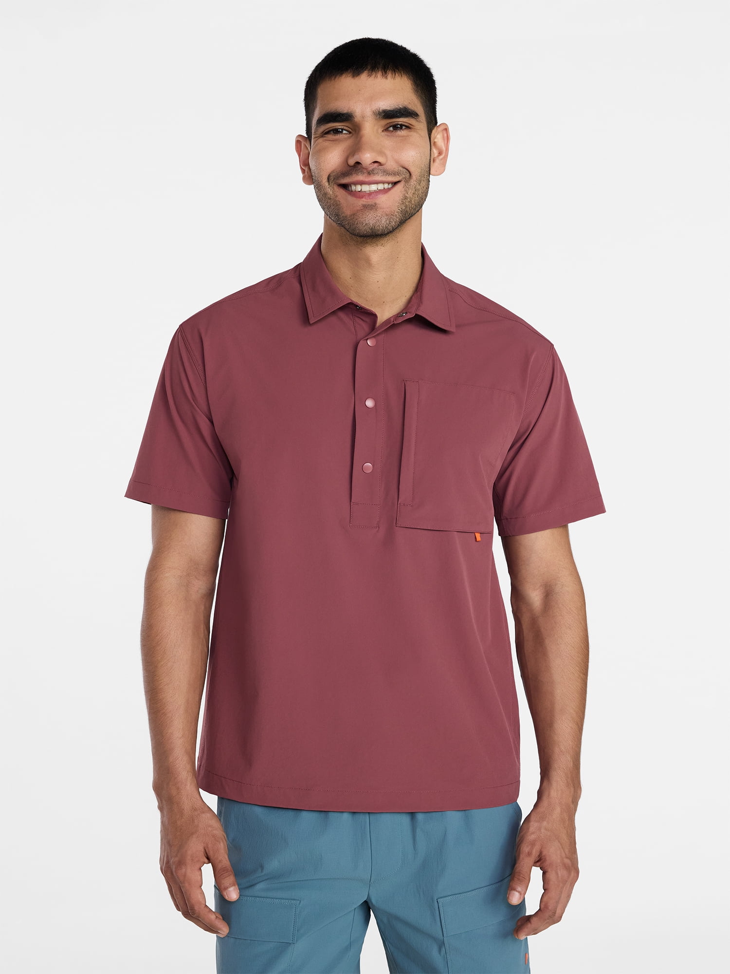 Ozark Trail Men's Popover Shirt with Short Sleeves, Sizes S-3XL