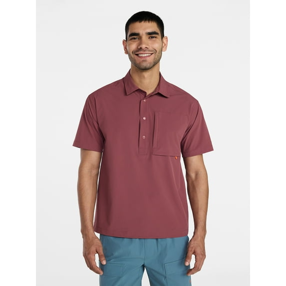 Ozark Trail Men's Popover Shirt with Short Sleeves, Sizes S-3XL