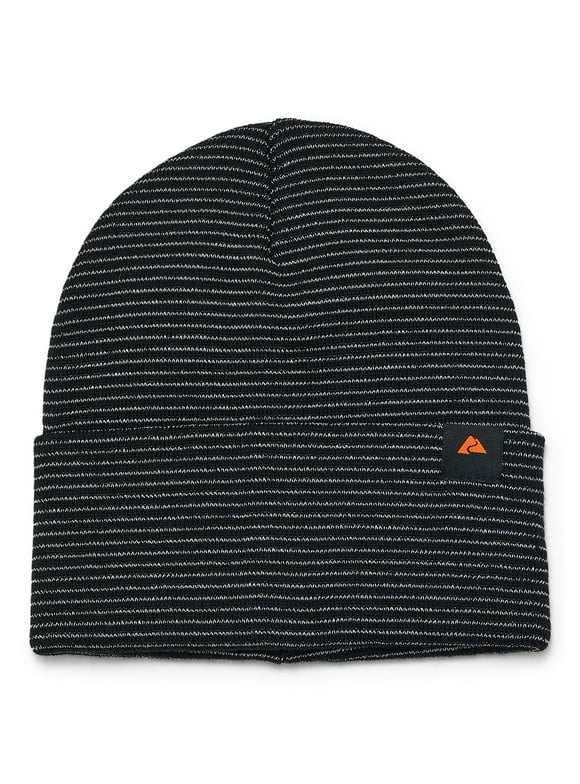 Men's Small Reflective Beanie, Black Soot