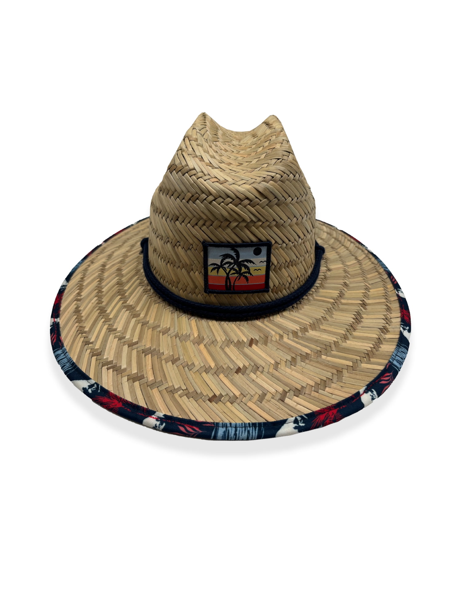 Ozark Trail Men's Straw Hat, Blue, 4-inch brim, UPF 50+ sun