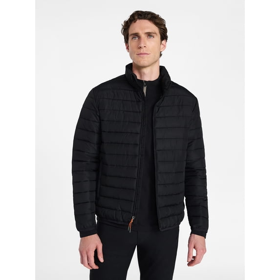 Ozark Trail Men's and Big Men's Mid-Weight Puffer Jacket, Black Soot, Sizes S-3XL