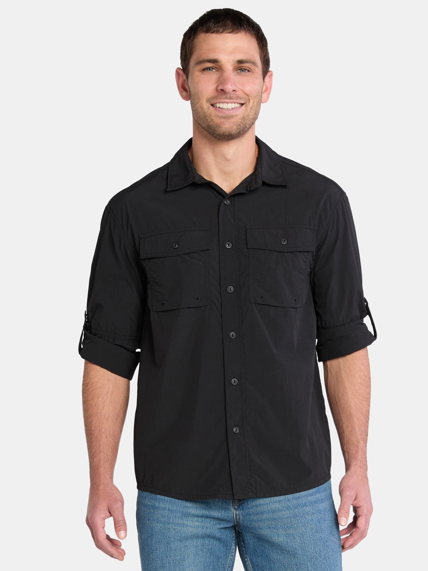 Ozark Trail Men's and Big Men's Upstream Shirt with Long Sleeves, Sizes S-3XL