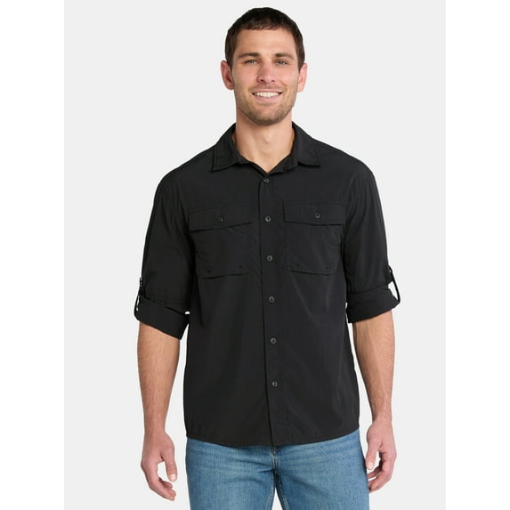 Ozark Trail Men's and Big Men's Upstream Shirt with Long Sleeves, Sizes S-3XL