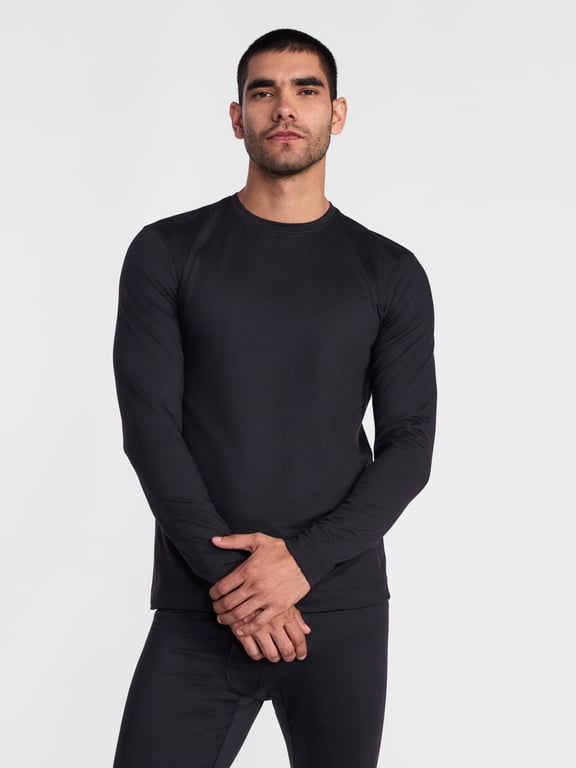 Men's Crewneck Midweight Thermal Top with Long Sleeves, Sizes S-3XL