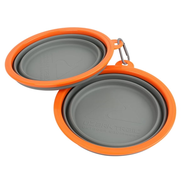 Ozark Trail Outdoor Collapsible Silicon Travel Dog Bowls Gray 1000 ml. Pack of 2