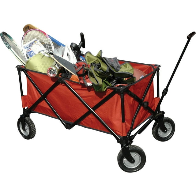 Ozark Trail Outdoor Quad-Folding Adult Use Wagon with Telescoping Handle, Red