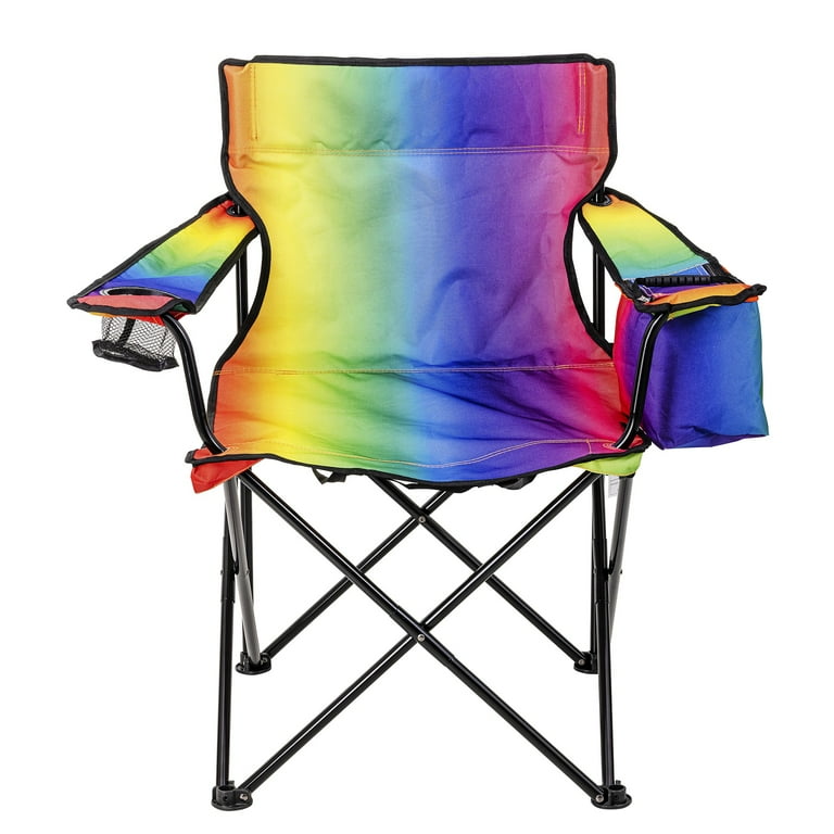 Ozark Trail Oversized Camp Chair with Cooler Rainbow Ombre Design Watercolor Rainbow Adult