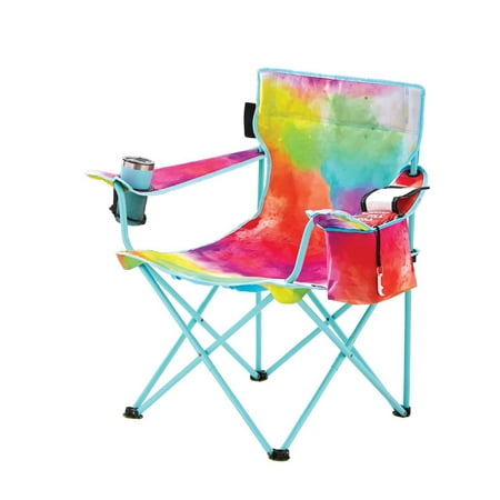 Ozark Trail Oversized Camp Chair with Cooler, Watercolor Rainbow Design, Adult