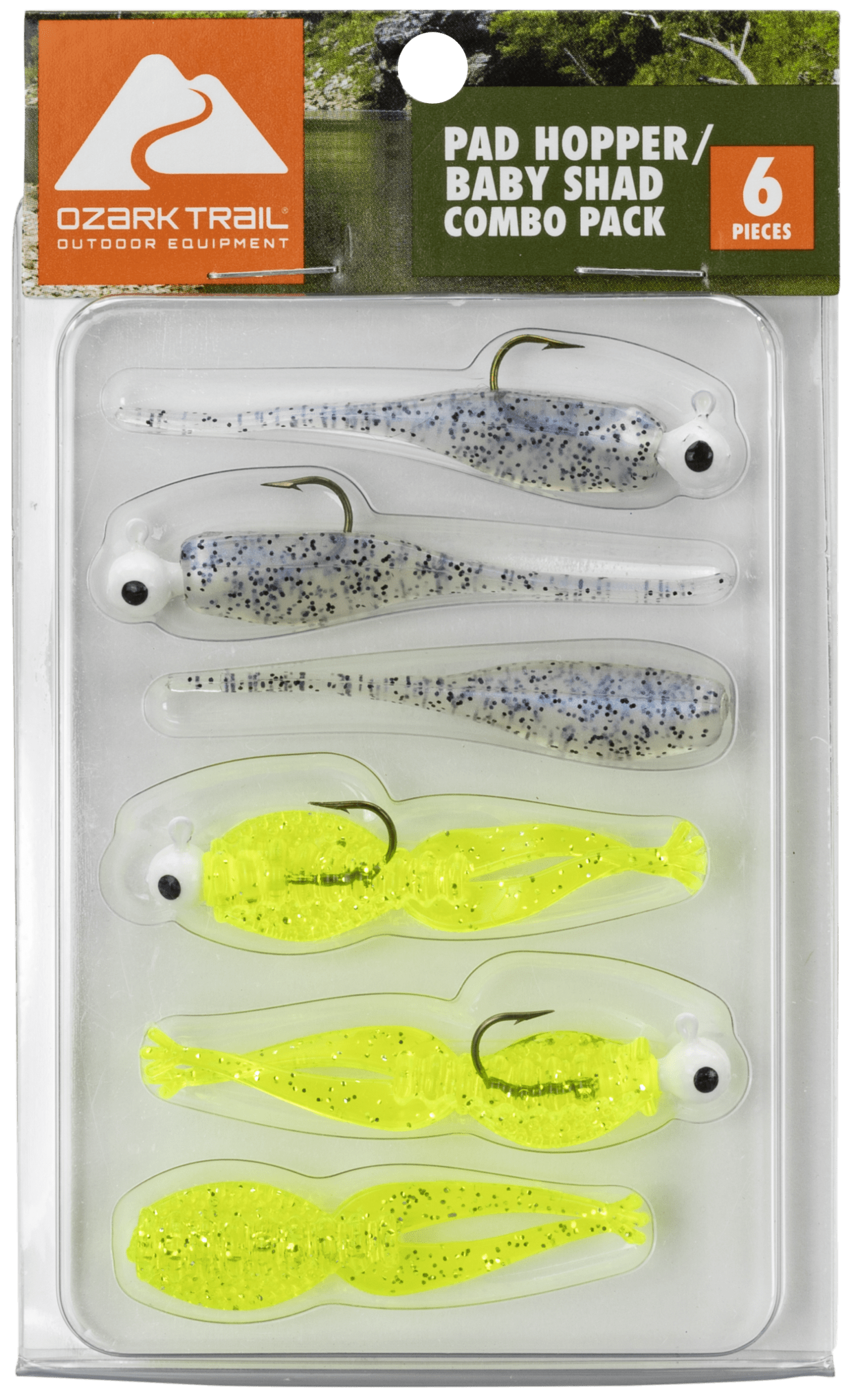 Ozark Trail Ozark Trails Pad Hopper Baby Shad Combo Pack Chartreuse Silver/Flake Monkey Milk Panfish Lure