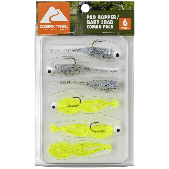 Ozark Trail Ozark Trails Pad Hopper Baby Shad Combo Pack Chartreuse Silver/Flake Monkey Milk Panfish Lure