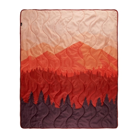 Ozark Trail Packable Blanket, 70" x 60" in Mountain Scene Design with Stuff Sack for Camping Traveling Picnics
