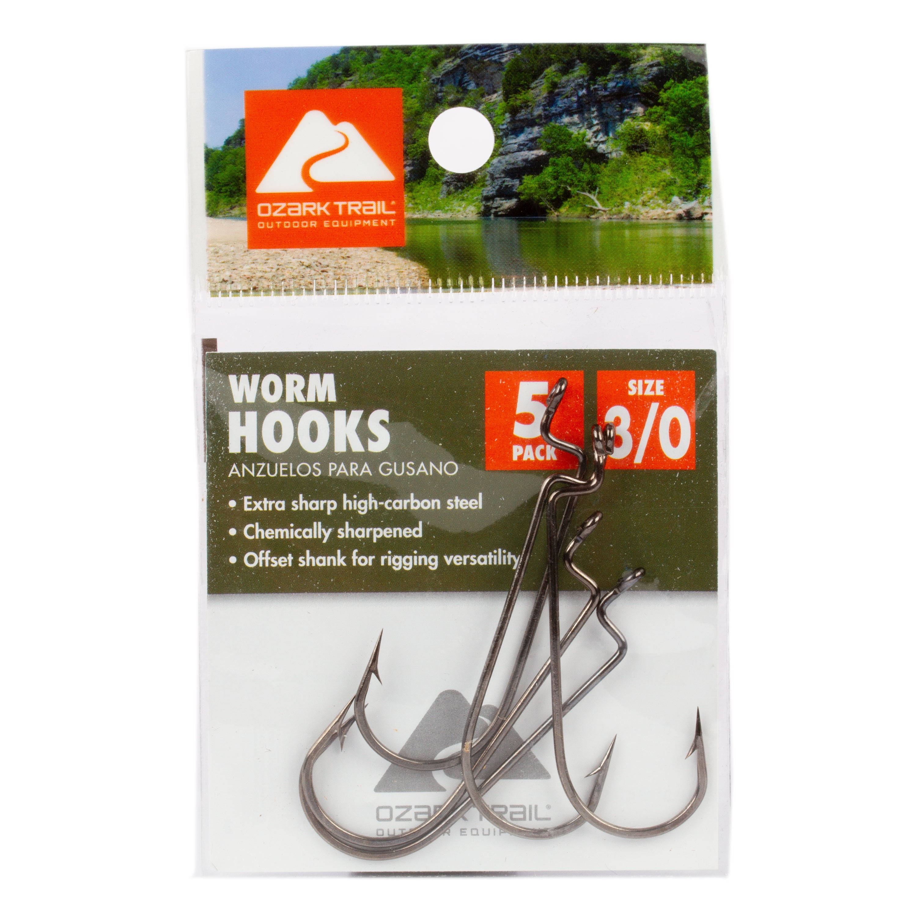 Granite Outdoors Premium High Carbon Steel Round Bend Worm Fishing Hooks  Size1/0 