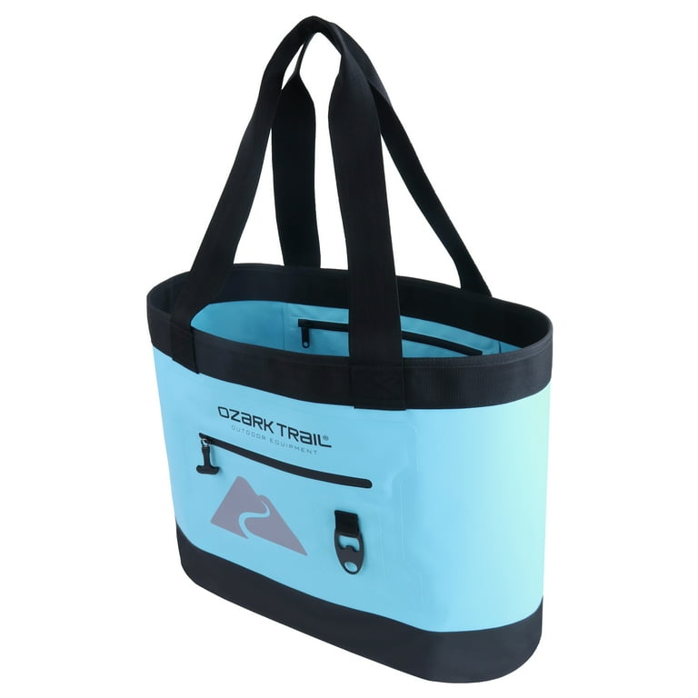 Ozark Trail Premium Multi Use Carry Tote with Zippered Pockets and Bottle Opener Blue Walmart