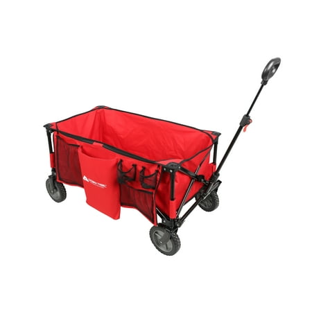 Ozark Trail Quad-Folding Wagon with Telescoping Handle, Red