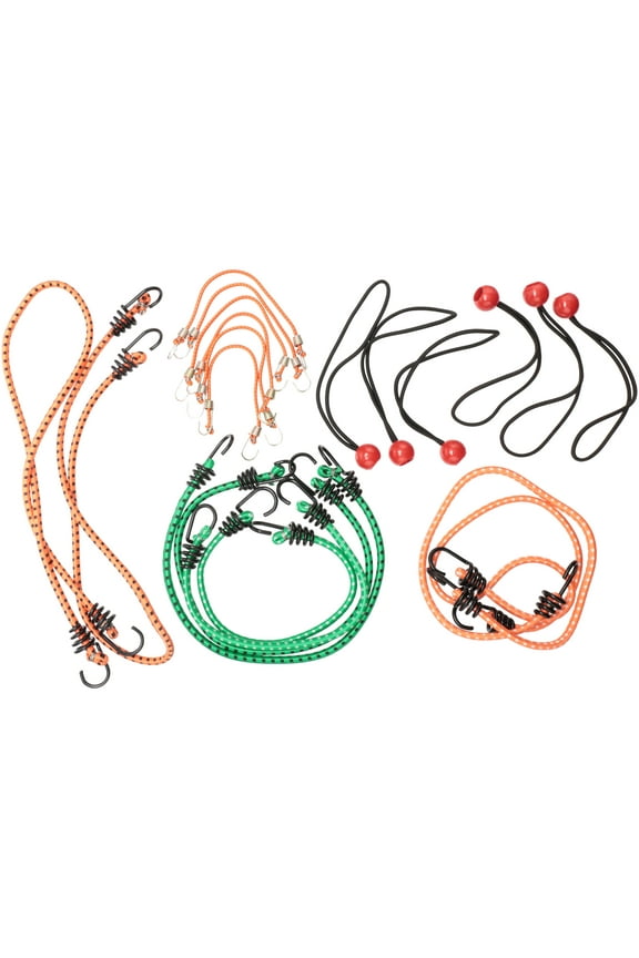 Rubber Assorted Bungee Cords, 24 Count
