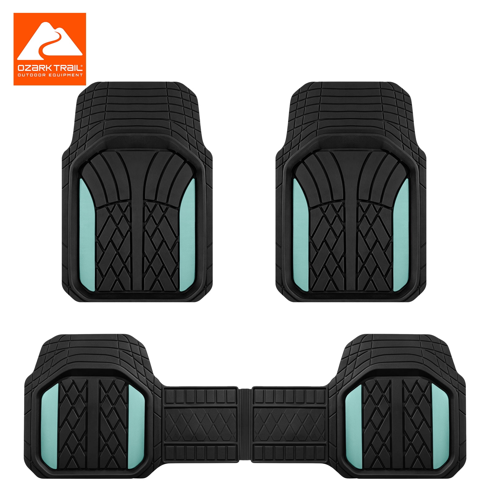 Auto Drive Rubber Car Floor Mats, Trim-to-Fit All-Weather Interior Protection, Waterproof Easy-Clean, Green