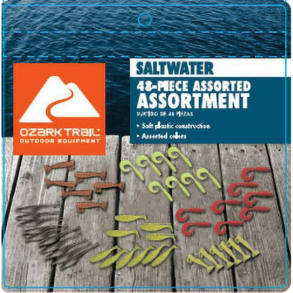 Ozark Trail Saltwater Assortment Soft Plastic Value Grab Bag, 48 Pc