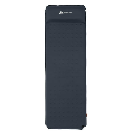 Ozark Trail Self-Inflating Camp Pad with Pillow - Grey, Adult, 78" L x 25" W x 2" H