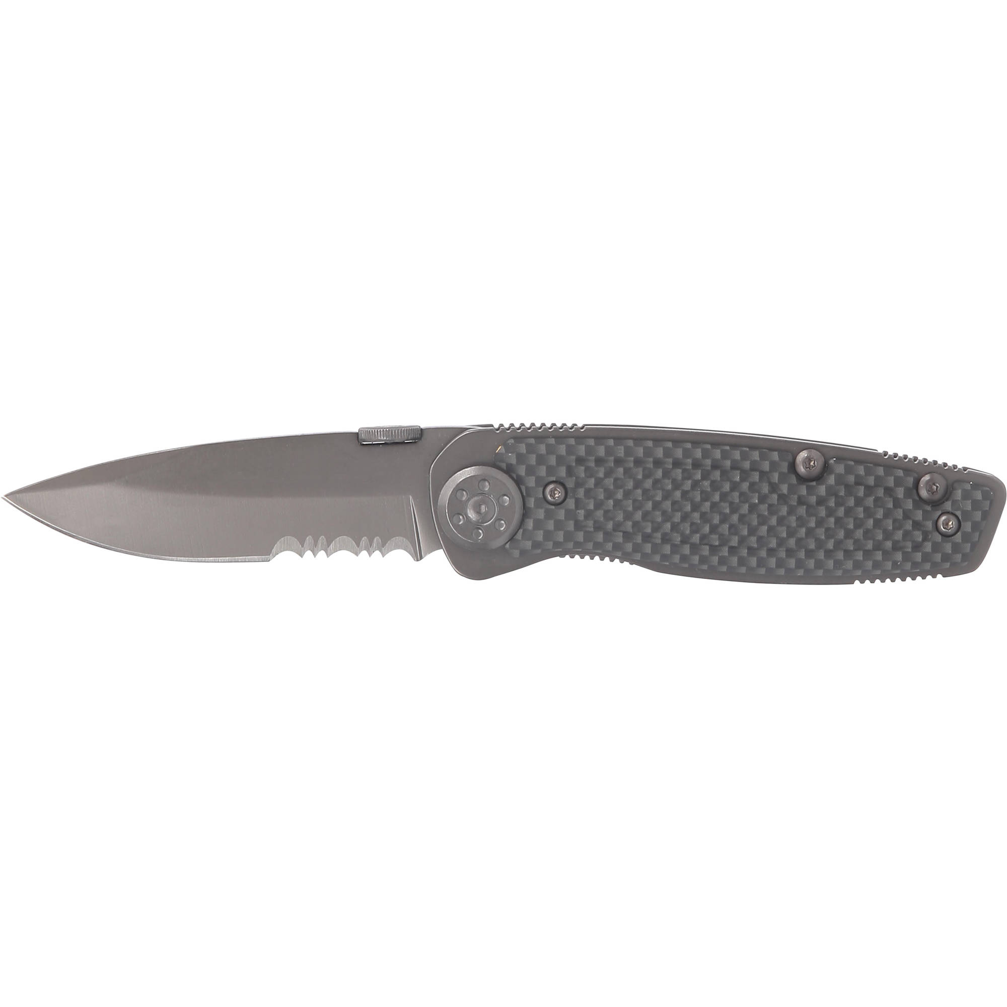Ozark Trail Serrated Clip Knife with 3" Titanium Coated Blade, 3.75" Aluminum Handle and Pocket Clip - image 1 of 3