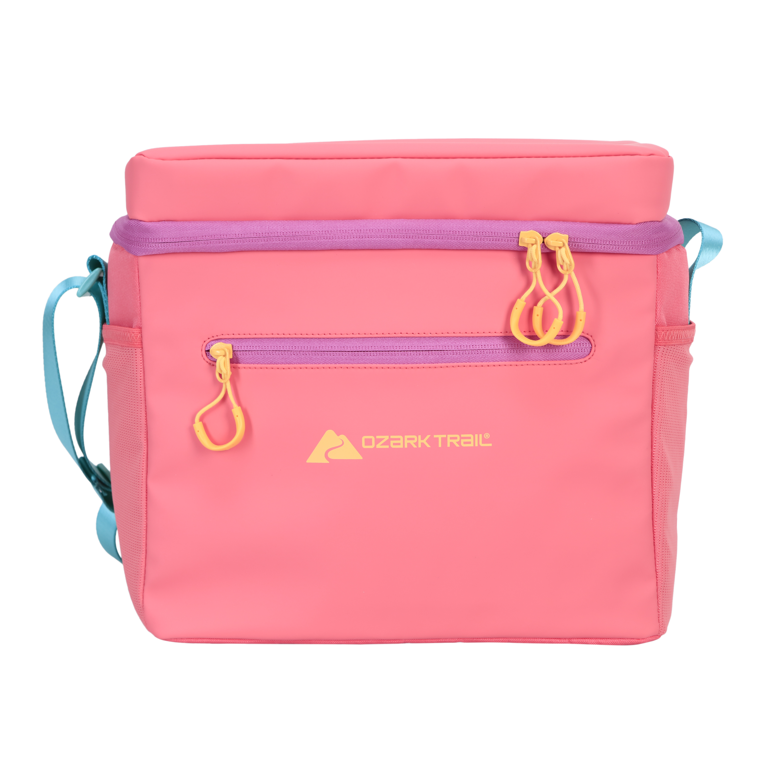 Hielera Ozark Trail con recubrimiento y lados suaves, con forro rígido removible, capacidad de 12 latas, 8 cuartos, colección Summer Vibes, coral