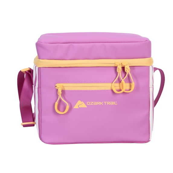 Ozark Trail Coated Soft Side Cooler with Removable Hardliner, 6 Can , 6 Quart Capacity, Summer Vibes Collection, Bright Pink