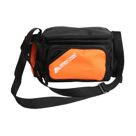 Ozark Trail Soft-Sided 350 Fishing Tackle Bag with 3 Tackle Boxes, Orange & Black