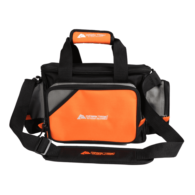 Ozark Trail Soft-Sided 360 Fishing Tackle Bag with 3 Tackle Boxes, Orange 