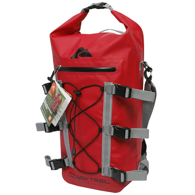 Ozark Trail Spring River Waterproof Roll Top Kayak Backpack, Red ...