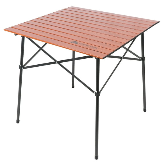 Ozark Trail Square Folding Aluminum Roll-Top Camp Table, Steel, 31.5” x 31.5” x 27.5”