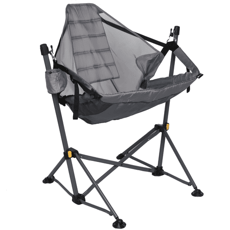 ozark trail steel folding hammock chair with padded seat, gray
