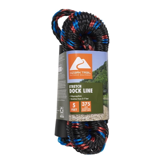 Ozark Trail Stretch Dock Line, 5 ft Extends to 7 ft, 375 lb Maximum Working Load