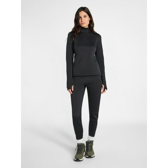 Ozark Trail Women's Warmest Thermal Long Sleeve Fleece Mockneck Top, Sizes XS-XXL