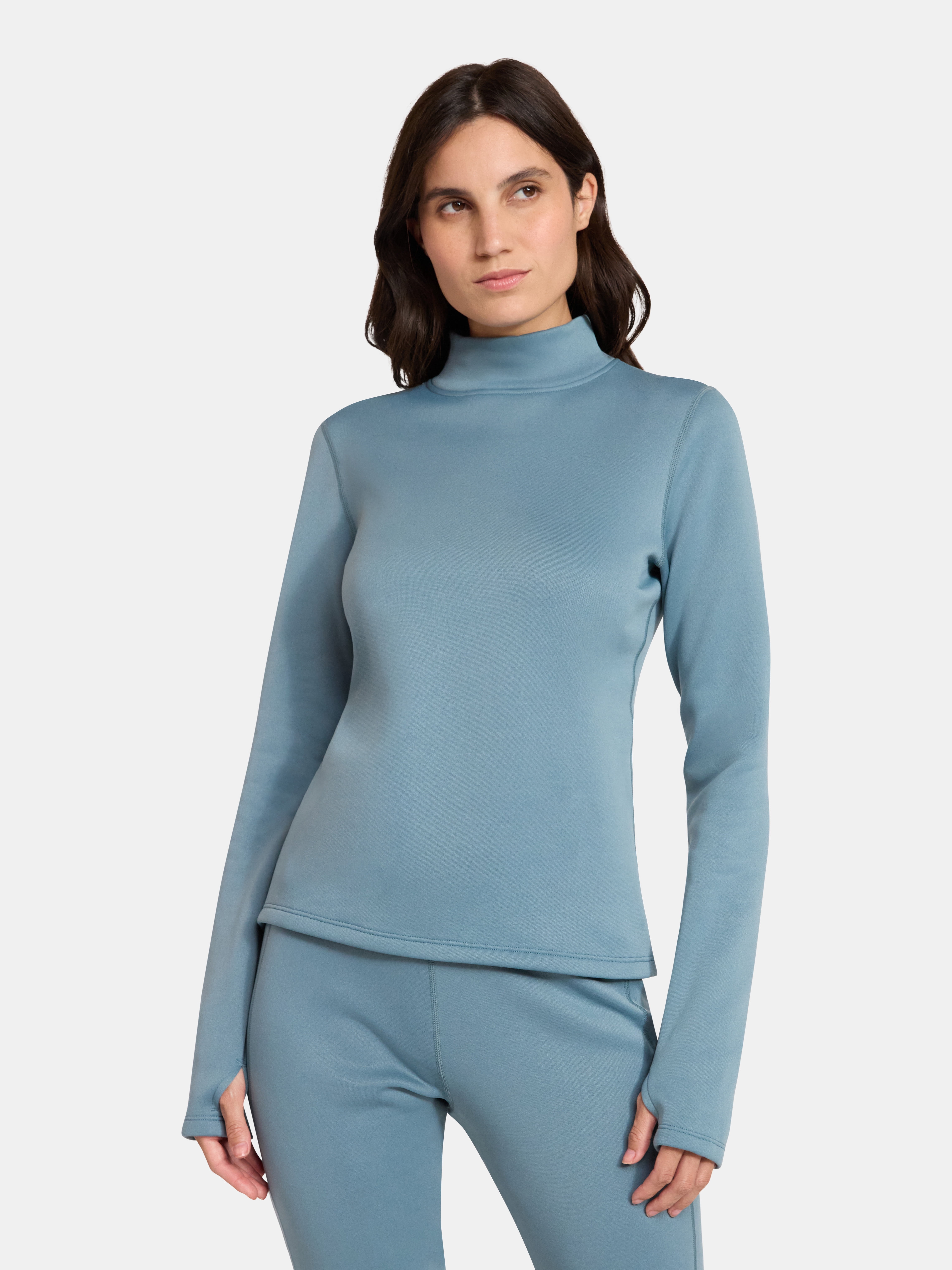Ozark Trail Women's Warmest Thermal Long Sleeve Fleece Mockneck Top, Sizes XS-XXL