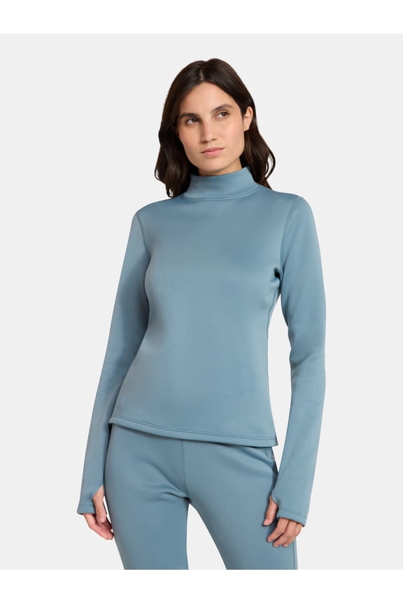 Women's Warmest Thermal Long Sleeve Fleece Mockneck Top, Sizes XS-XXL