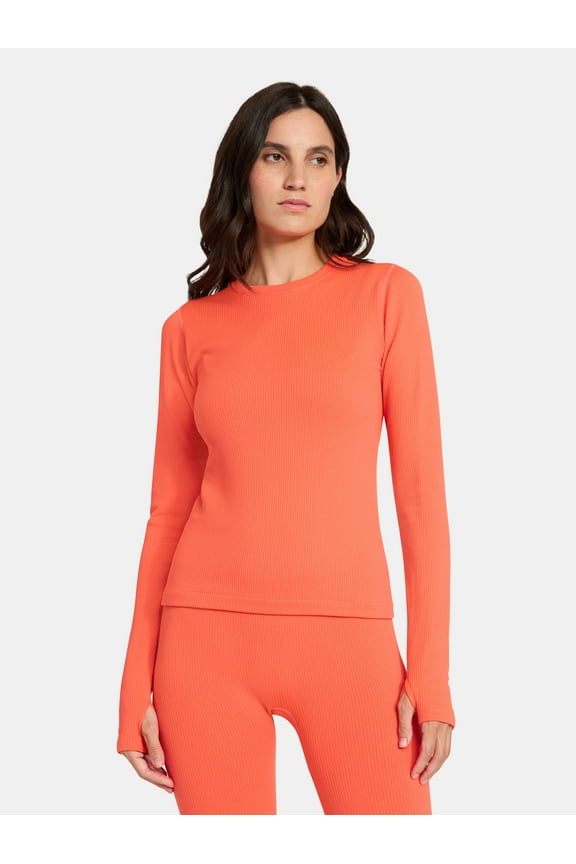 Women’s Warmer Thermal Long Sleeve Seamless Fleece Top, Sizes XS-XXL