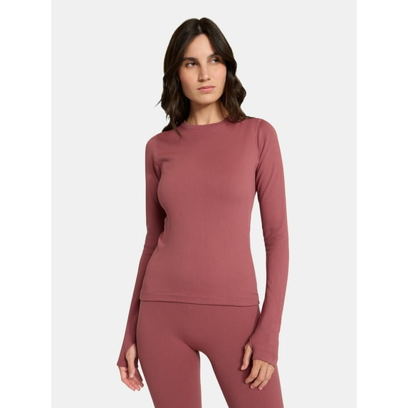 Ozark Trail Women’s Warmer Thermal Long Sleeve Seamless Fleece Top, Sizes XS-XXL