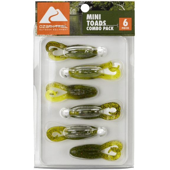 Ozark Trail Tiny Toads Combo Pack Chartreuse Swirl /Watermelon Red Flake Panfish Lure