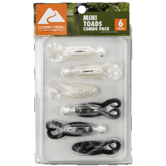 Ozark Trail Tiny Toads Combo Pack Pearl/ Black White Swirls Panfish Lure