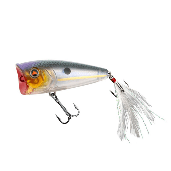 Ozark Trail Topwater Popper Fishing Lure for Bass Fishing, Threadfin Shad Silver