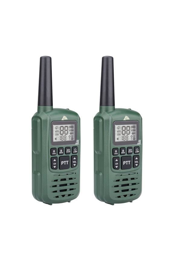 Two Way Walkie Talkie, IPX4, 22 Channel, Green, 2 Pack