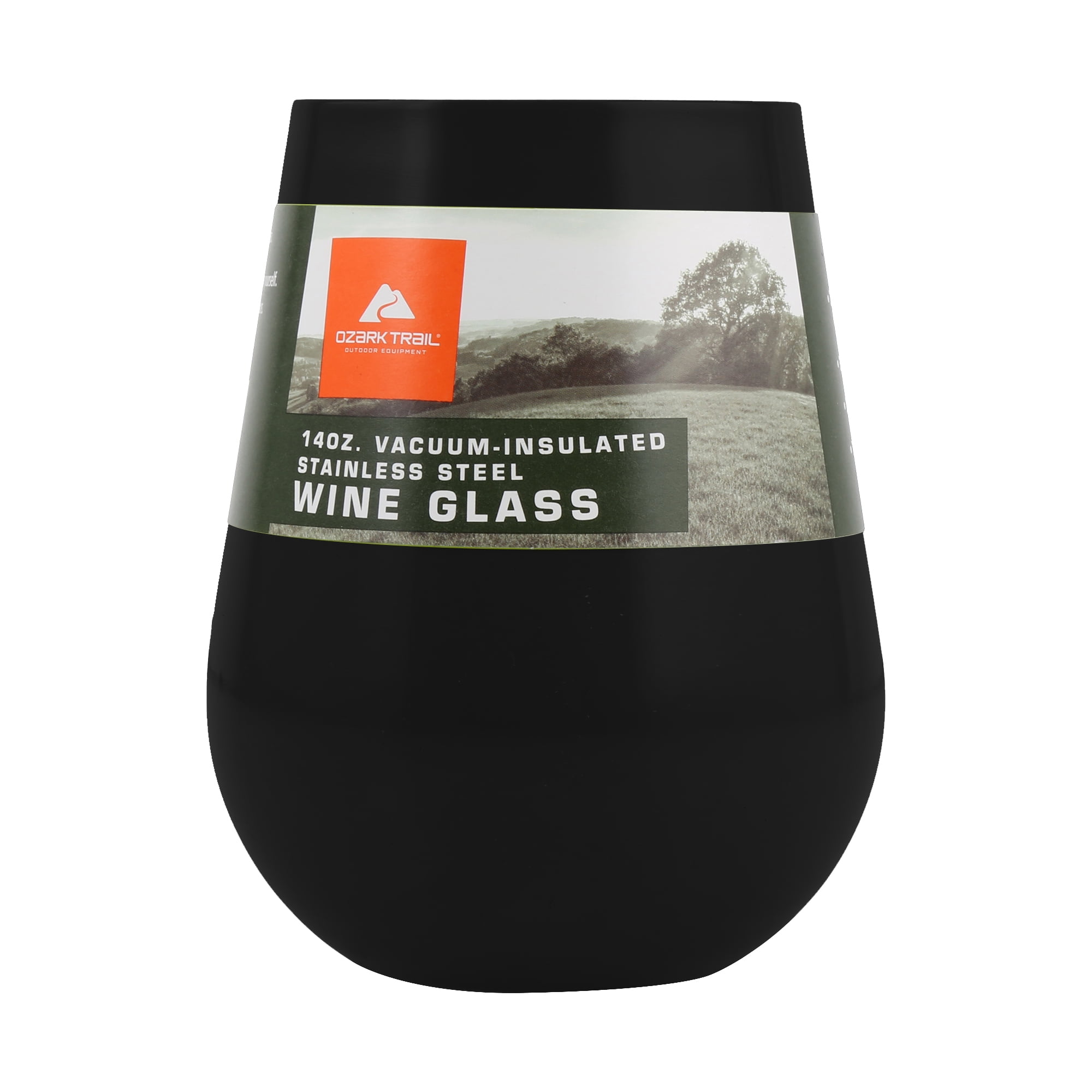 Ozark Trail Vacuum sealed Stainless Steel Wine Glass Black 14 oz