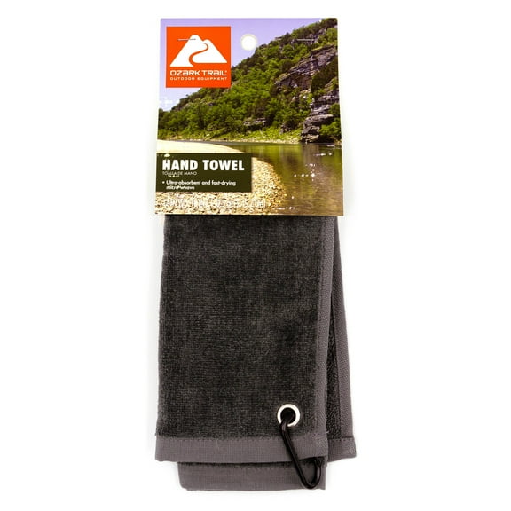 Ozark Trail Velour Fishing Hand Towel, Gray