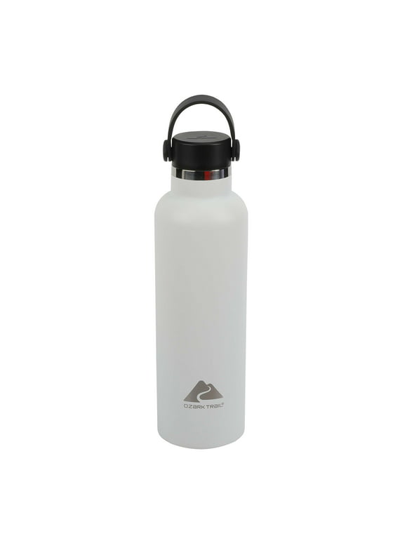 Ozark Trail Water Bottle 24 Fluid Ounces Stainless Steel with Loop Handle, White