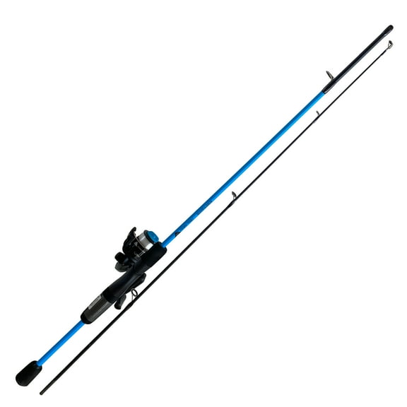 Ozark Trail Wayfarer Spinning Fishing Rod and Reel Combo, 5-foot 6-inch 2-Piece Rod, Size 80 Reel, Left/Right Hand Retrieve, Blue